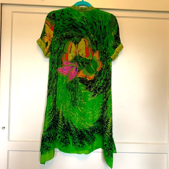 Queen Mulock 💯 Silk butterfly t shirt mini dress - Picture 3 of 17